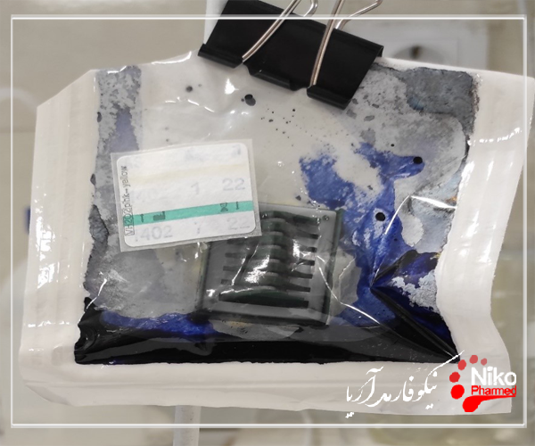r/تست نفوذ رنگ  بسته بندی تجهیزات پزشکی استریل